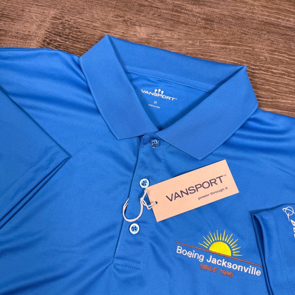 Vansport Boeing Polo Shirt Mens 2X Jacksonville Short Sleeve Performance Money